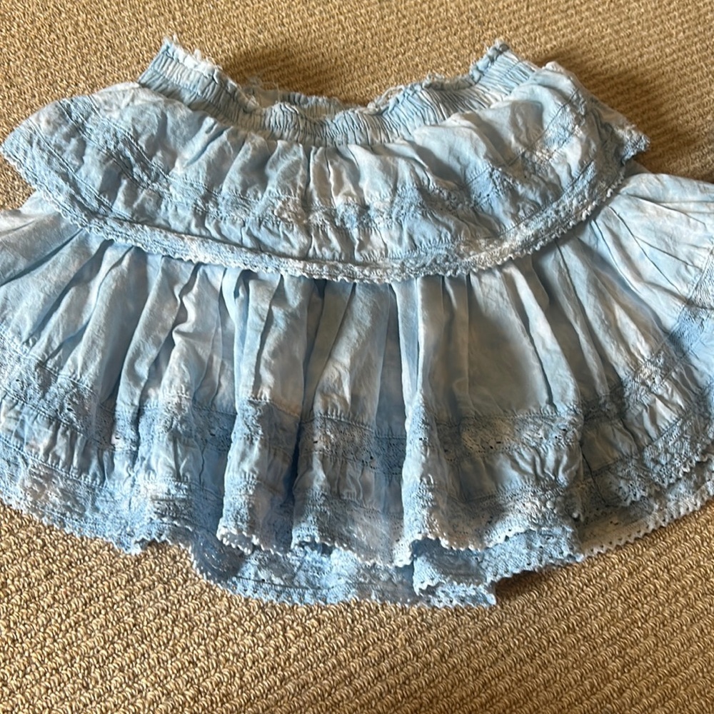 Love shack, fancy blue, tie-dye, mini ruffle skirt